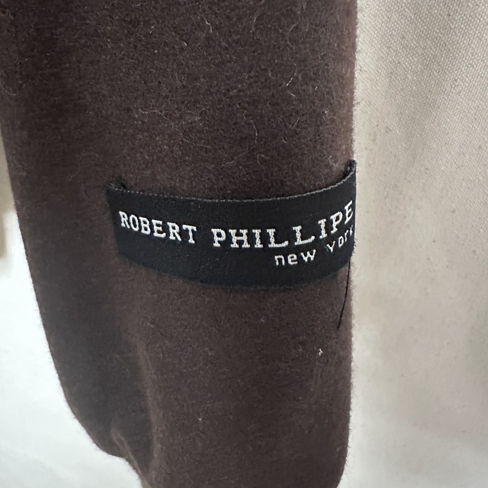 ROBERT PHILLIPE NEW YORK Wool Blend Bomber Jacket Size L Men's Brown City Chores - Picture 14 of 15